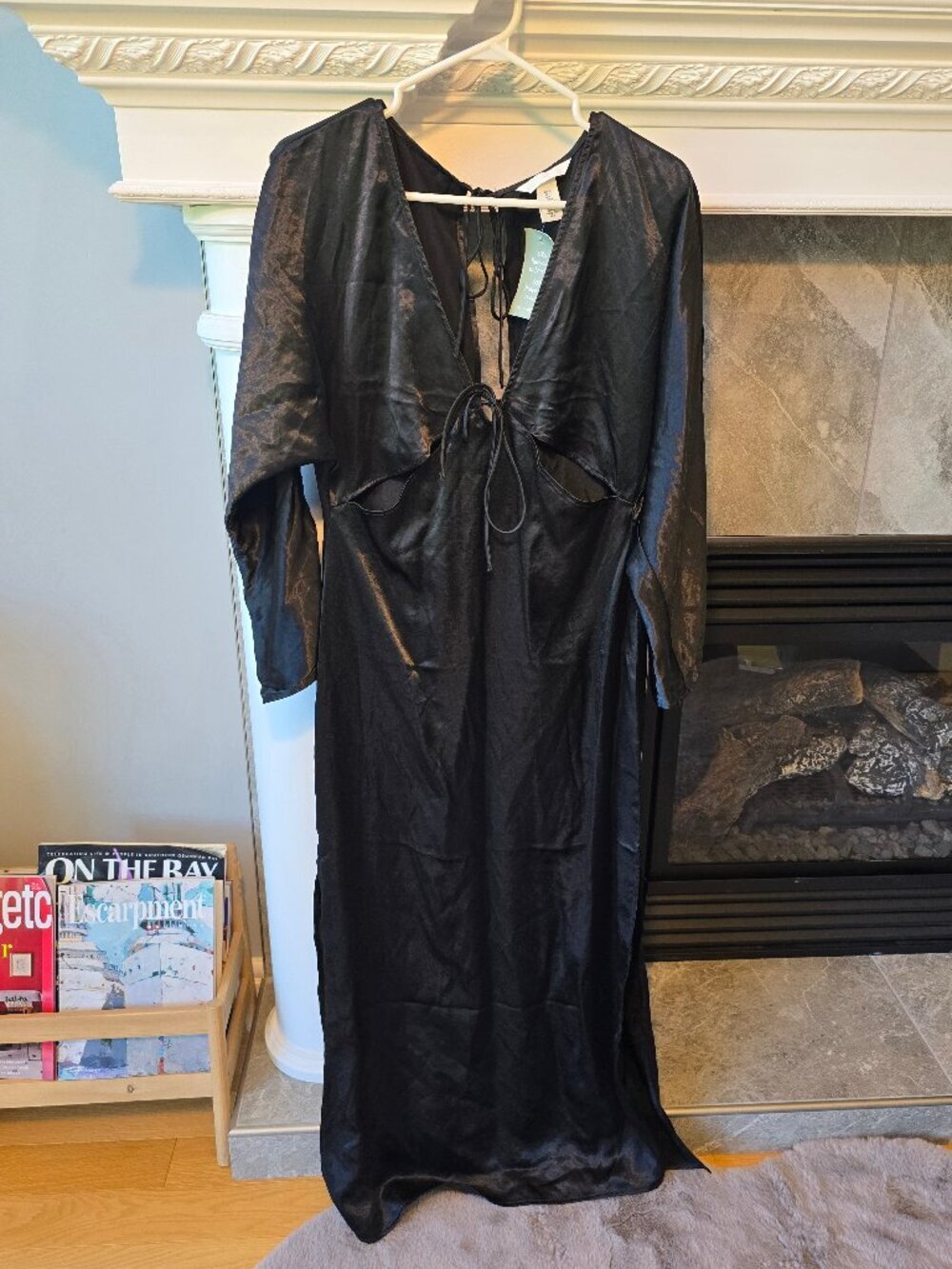 NWT, H&M Black Long Sleeve Cut-Out Maxi Dress size small